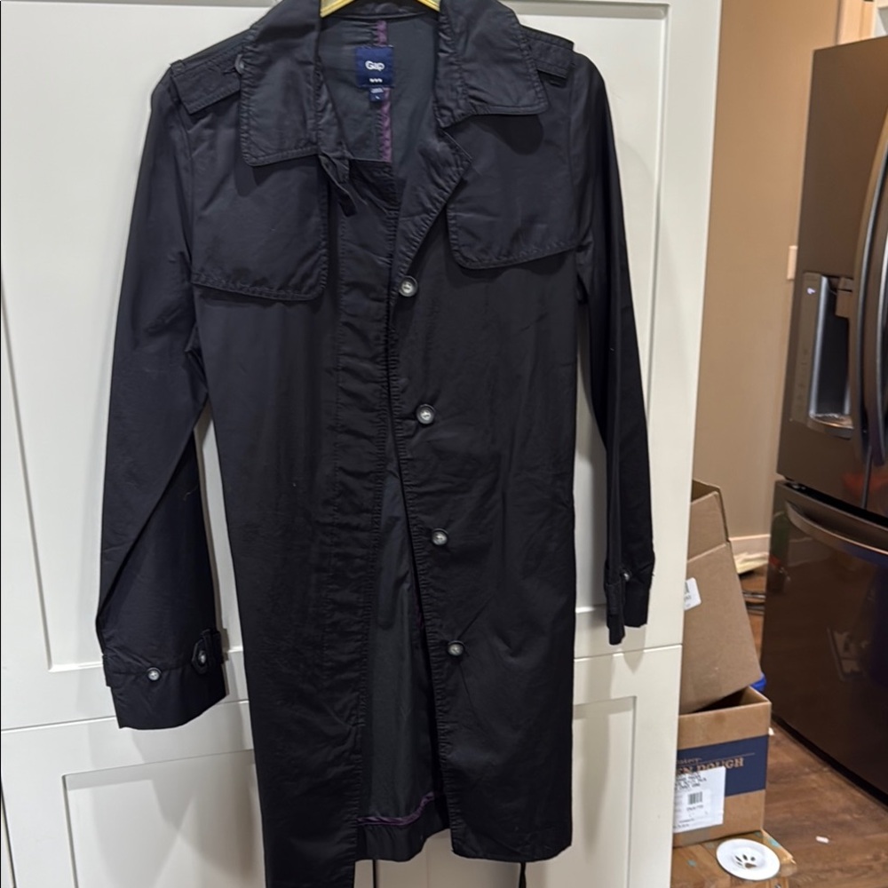 GAP Black Trench Coat Utility Style